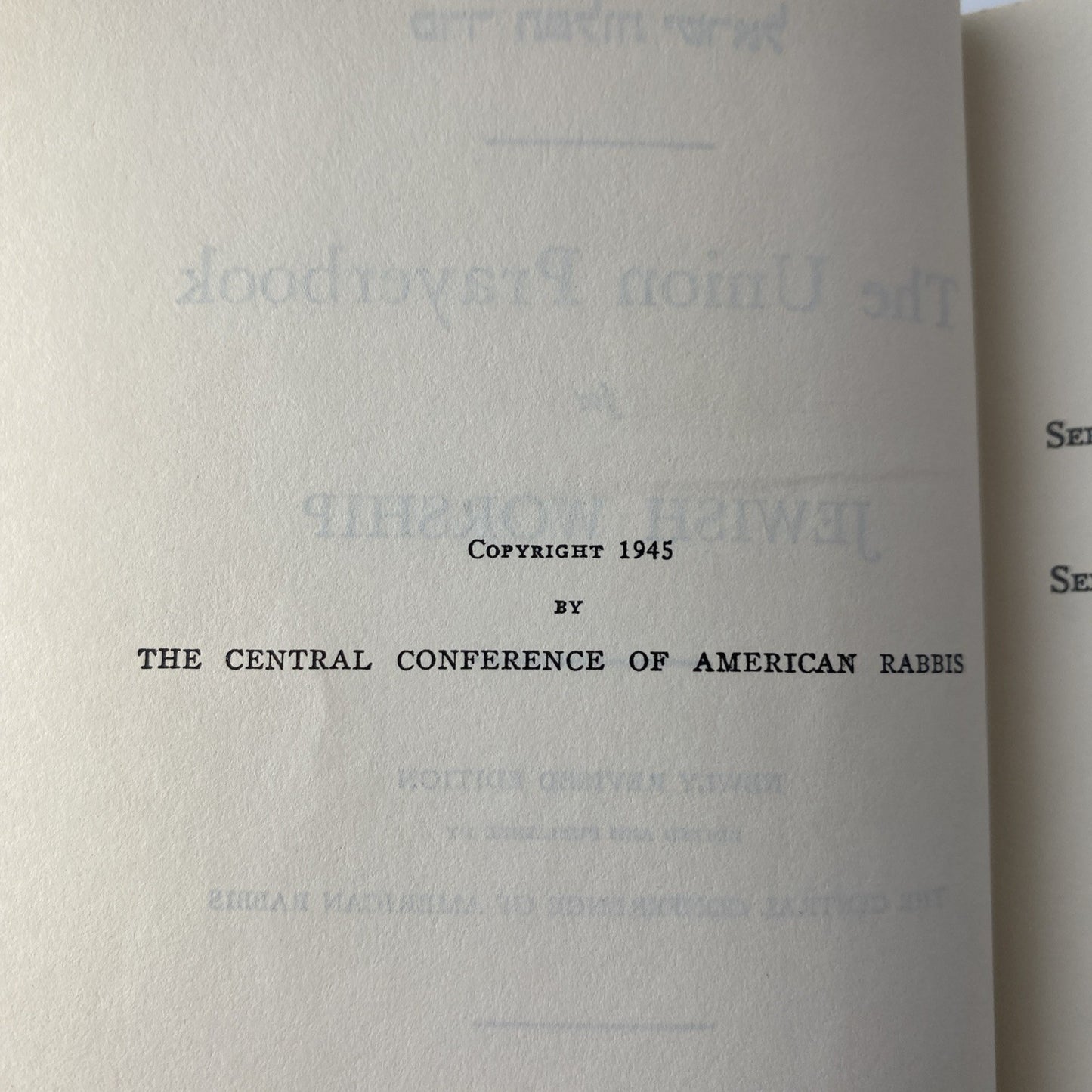 St. Louis Central Conference of Rabbis UNION HOME PRAYER BOOK Jewish Worship
