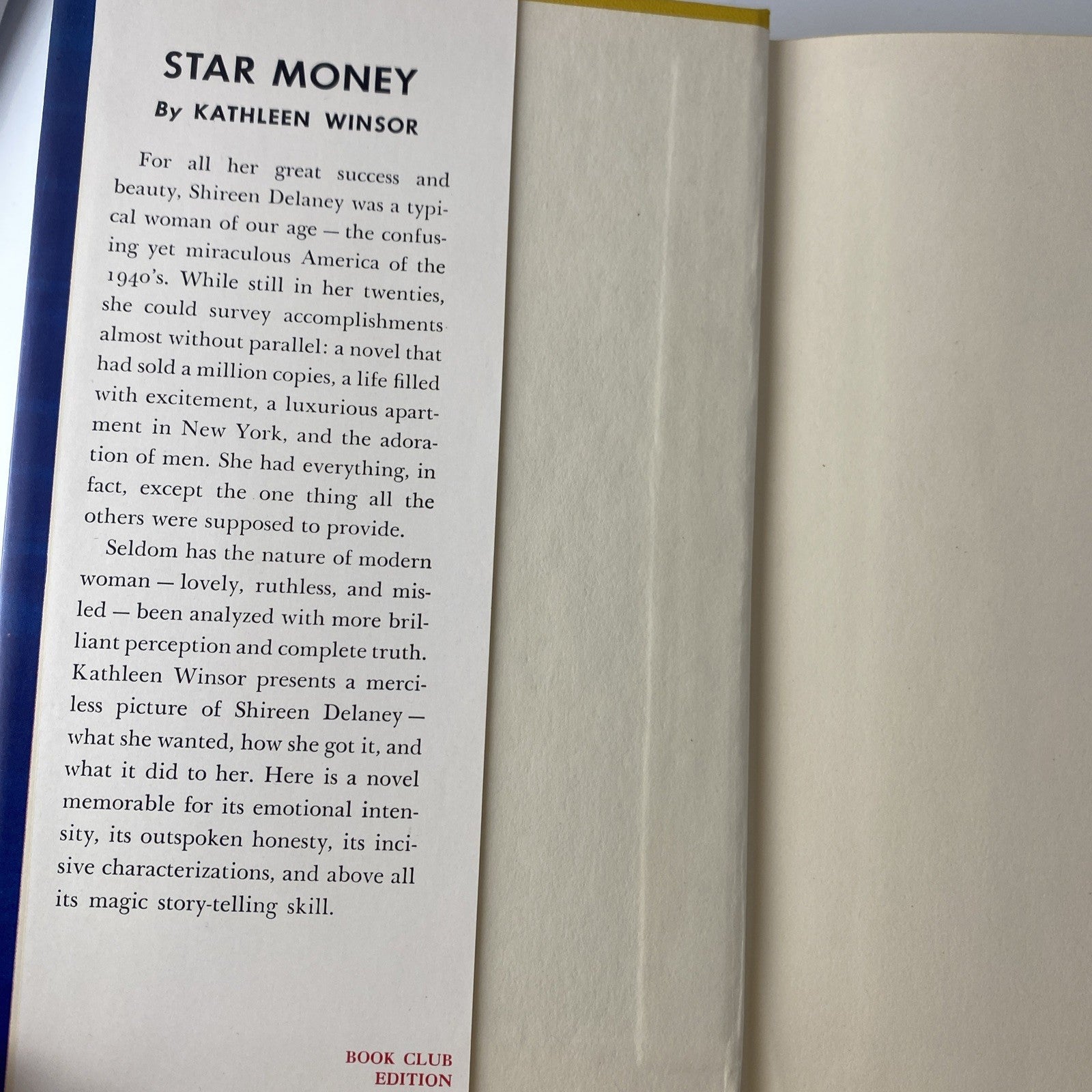 Star Money By Kathleen Winsor 1950 Book Club Edition Hardcover Nice Copy