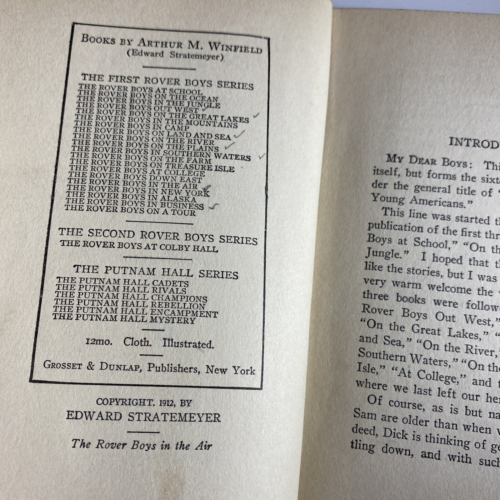 Antique Novel Chapter Book The Rover Boys on At School by Arthur M. Winfield