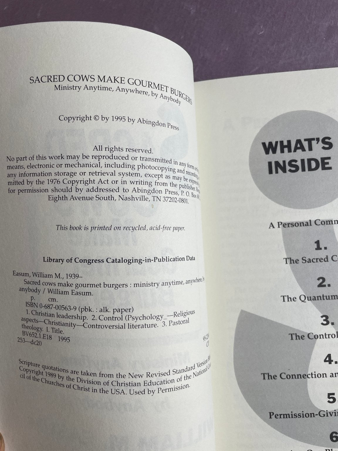 Sacred Cows Make Gourmet Burgers William M. Easum 1995 Abingdon Press Leadership