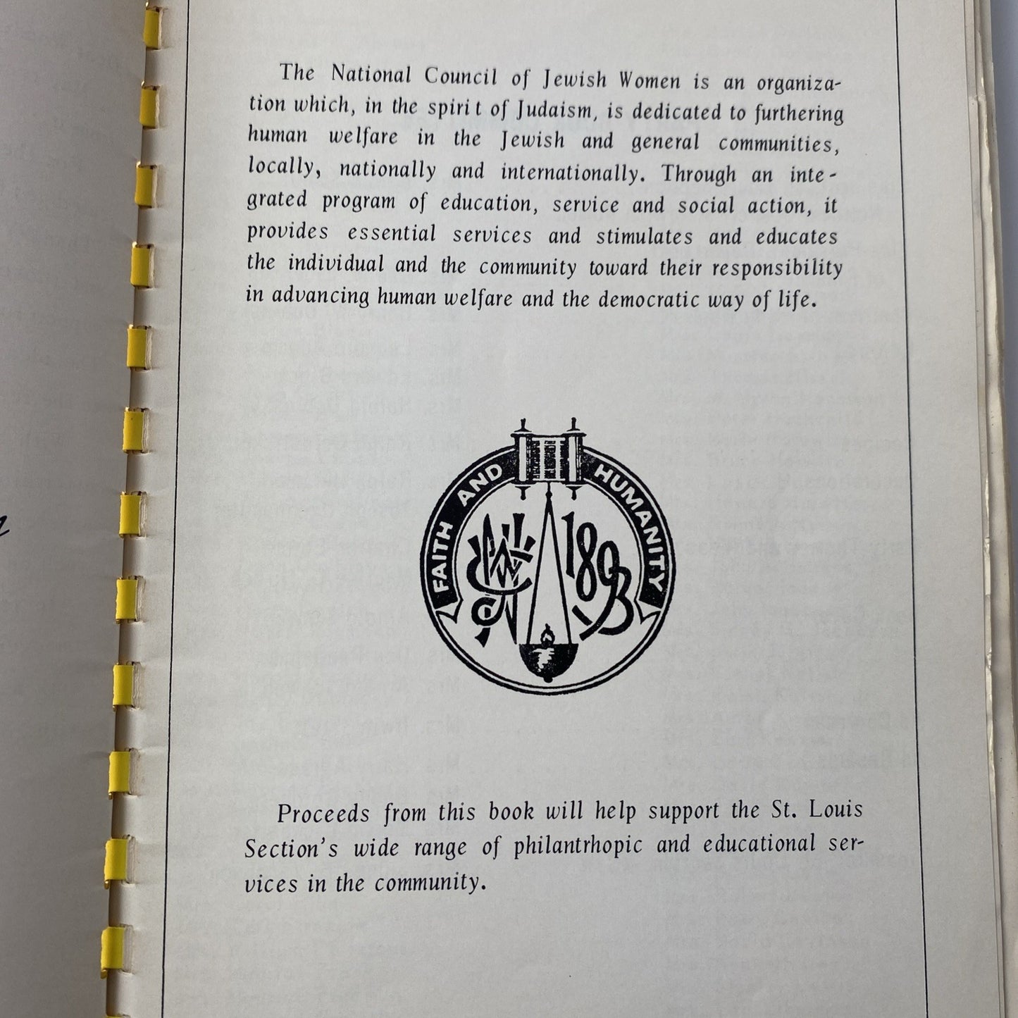 COUNCIL PARTY BOOK, National Council of Jewish Women, ST LOUIS, MO