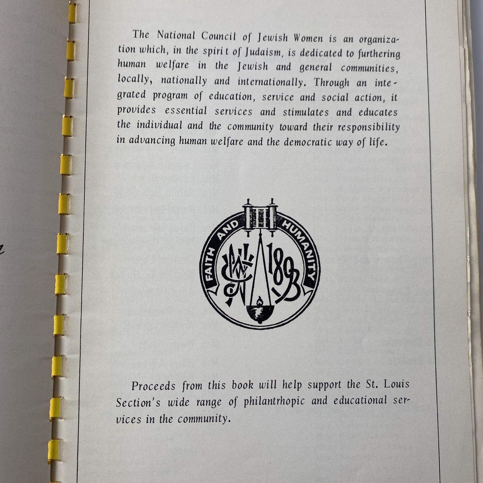 COUNCIL PARTY BOOK, National Council of Jewish Women, ST LOUIS, MO