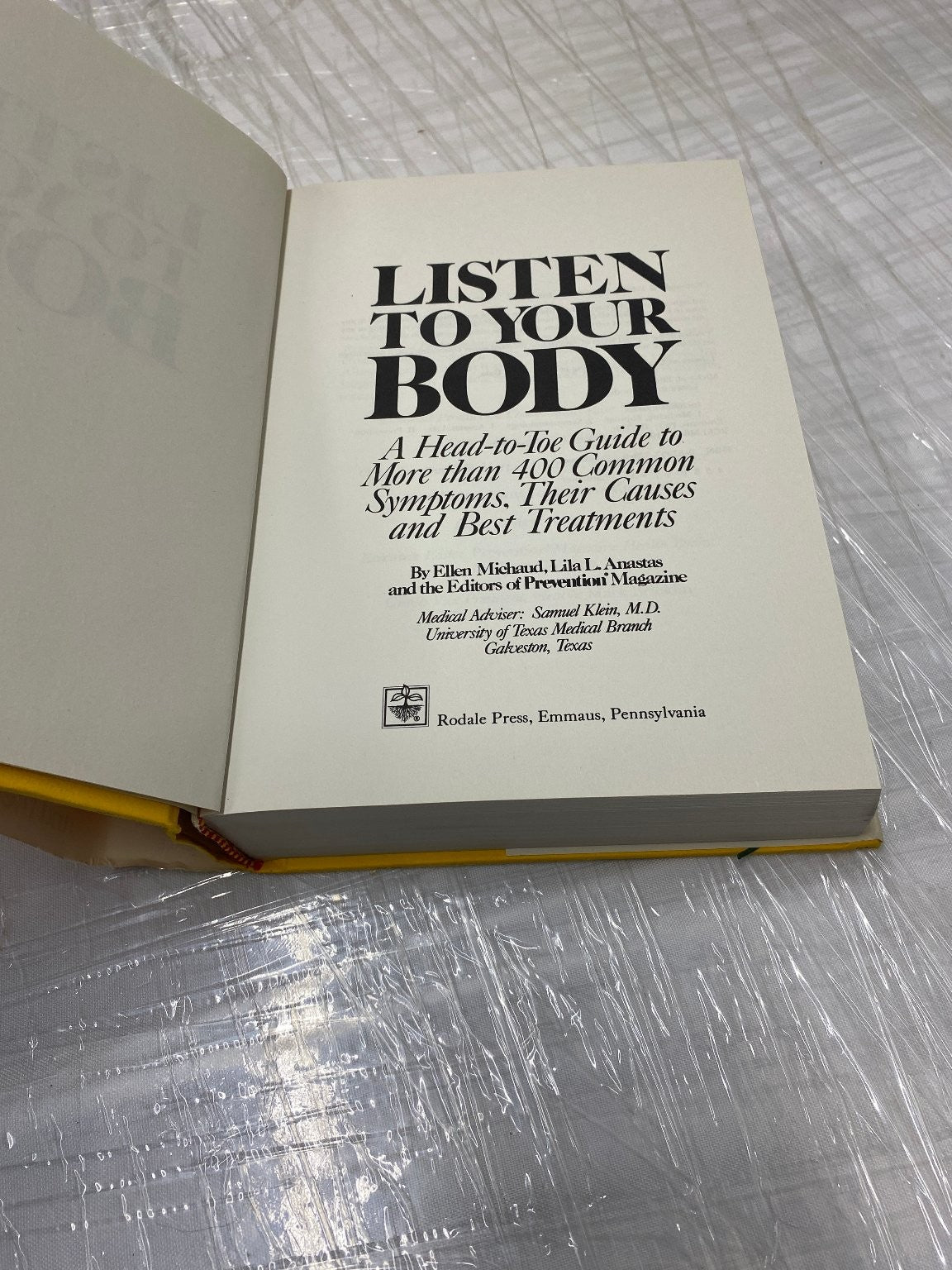 Listen to Your Body Michaud Anastas 1988 First Edition Health Guide Rodale