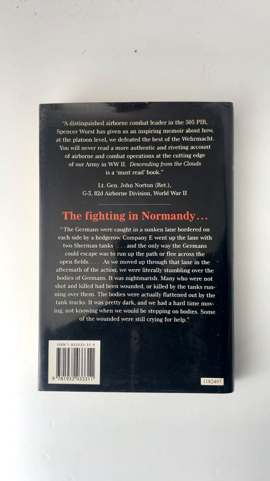 Descending from the Clouds Wurst 2004 First Edition WWII Memoir Casemate