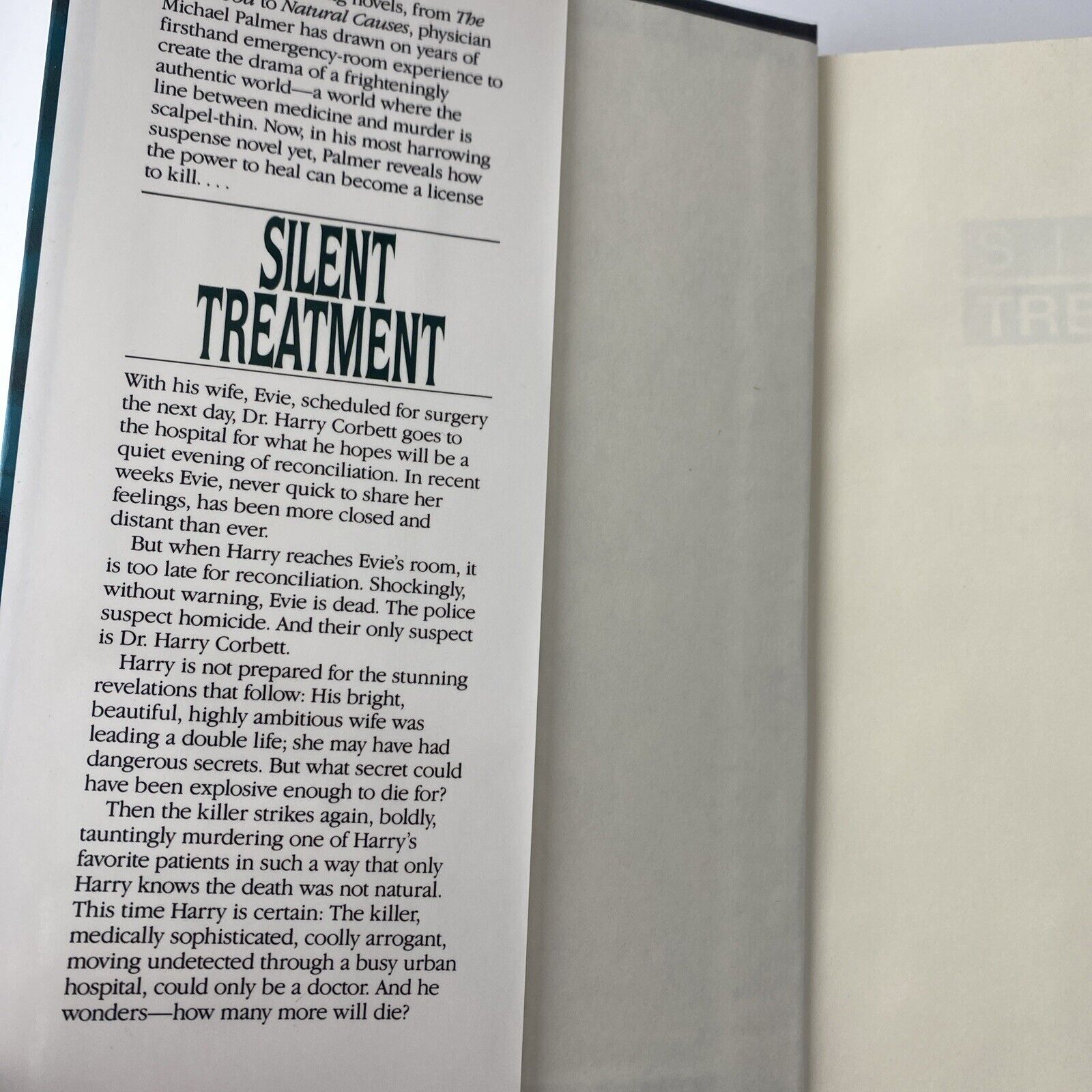 Silent Treatment, Palmer, Michael Book Club Edition Very Good Condition
