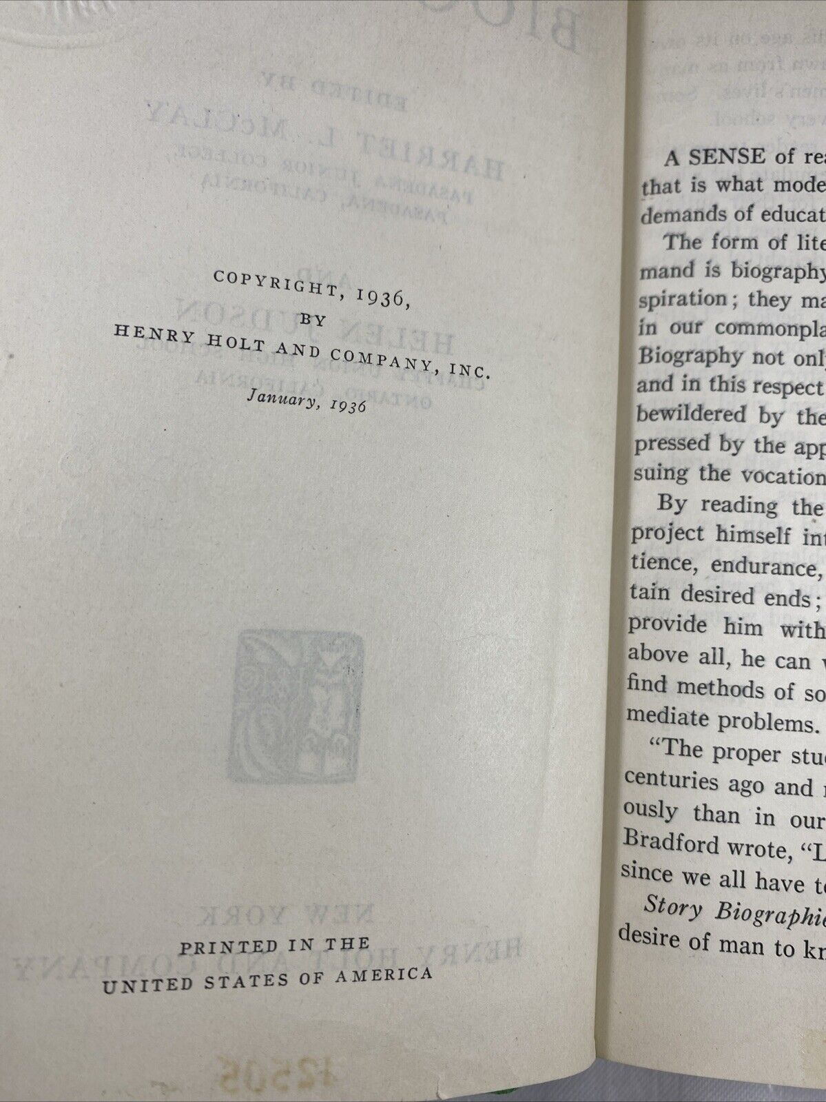 Harriet L. McClay & Helen Judson STORY BIOGRAPHIES Unique Vintage REBOUND Rare