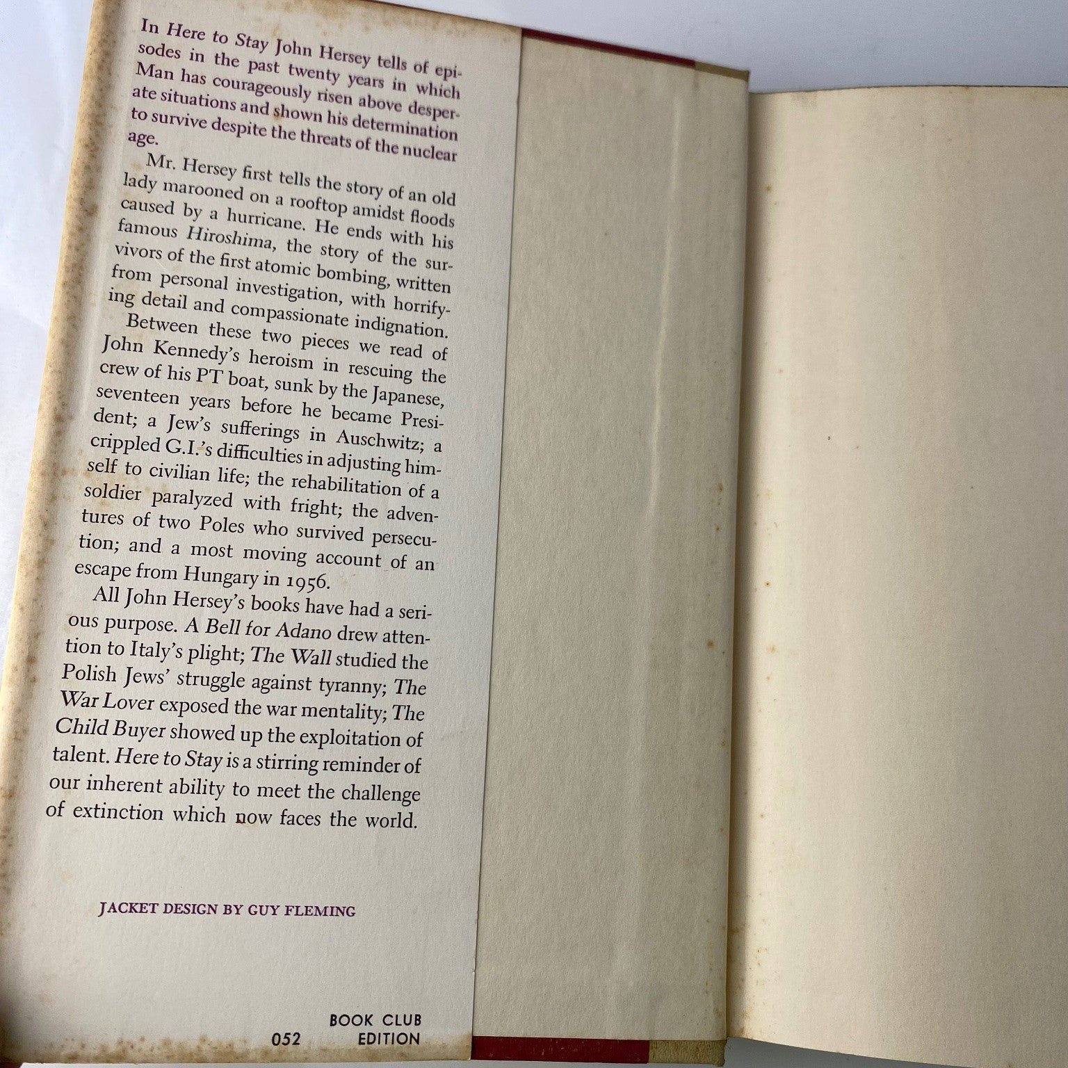 Here to Stay John Hersey 1963 First Edition Studies Human Tenacity Knopf