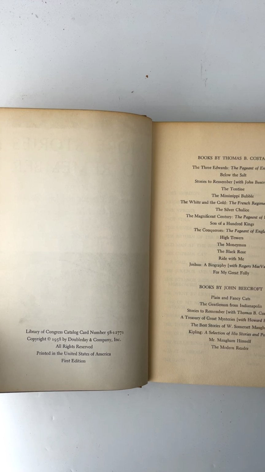 More Stories to Remember Costain Beecroft 1958 First Edition Anthology