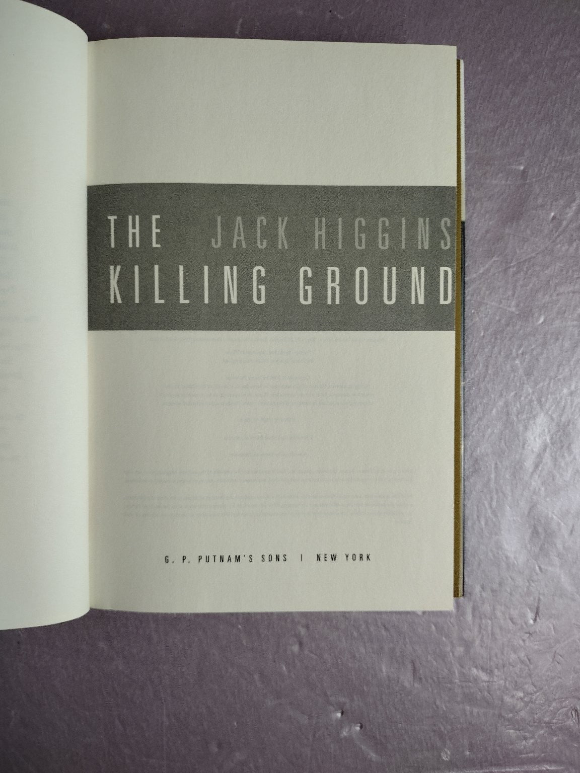 The Killing Ground Jack Higgins 2006 Thriller Action G. P. Putnam's Sons