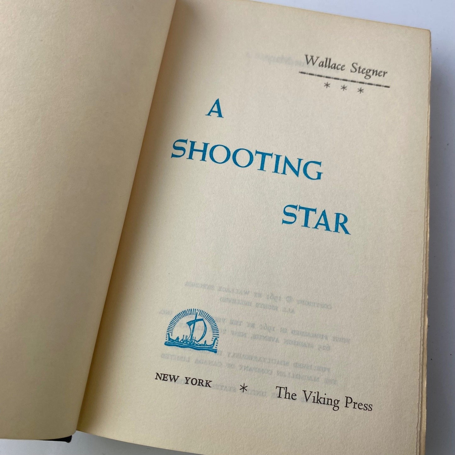 A Shooting Star Wallace Stegner 1961 First Edition Novel Viking