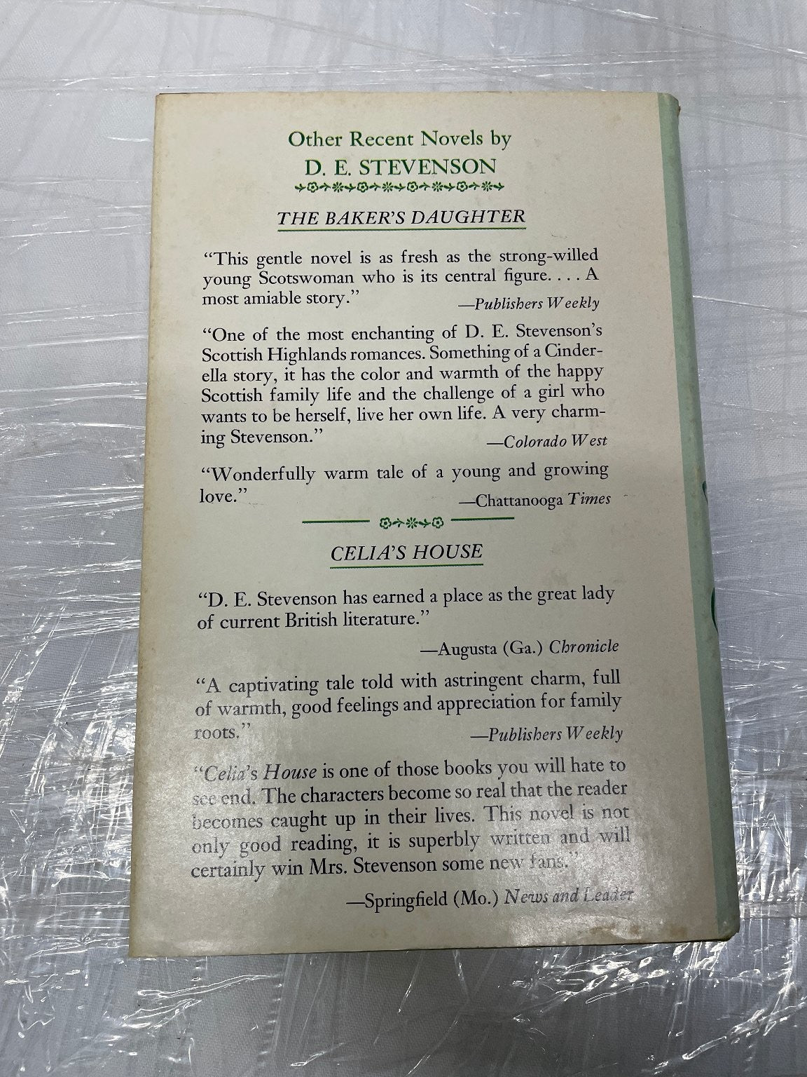 Listening Valley by D.E. Stevenson 2nd Edition 1976 Scottish Novel Historical