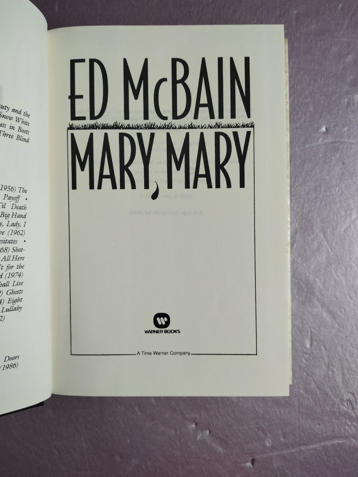 Mary Mary Ed McBain 1992 First Edition Hardcover Mystery Thriller Warner Books