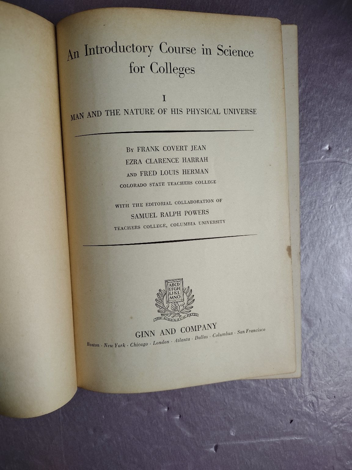 Man and the Nature of His Physical Universe Jean Harrah Herman 1930 Science Ginn