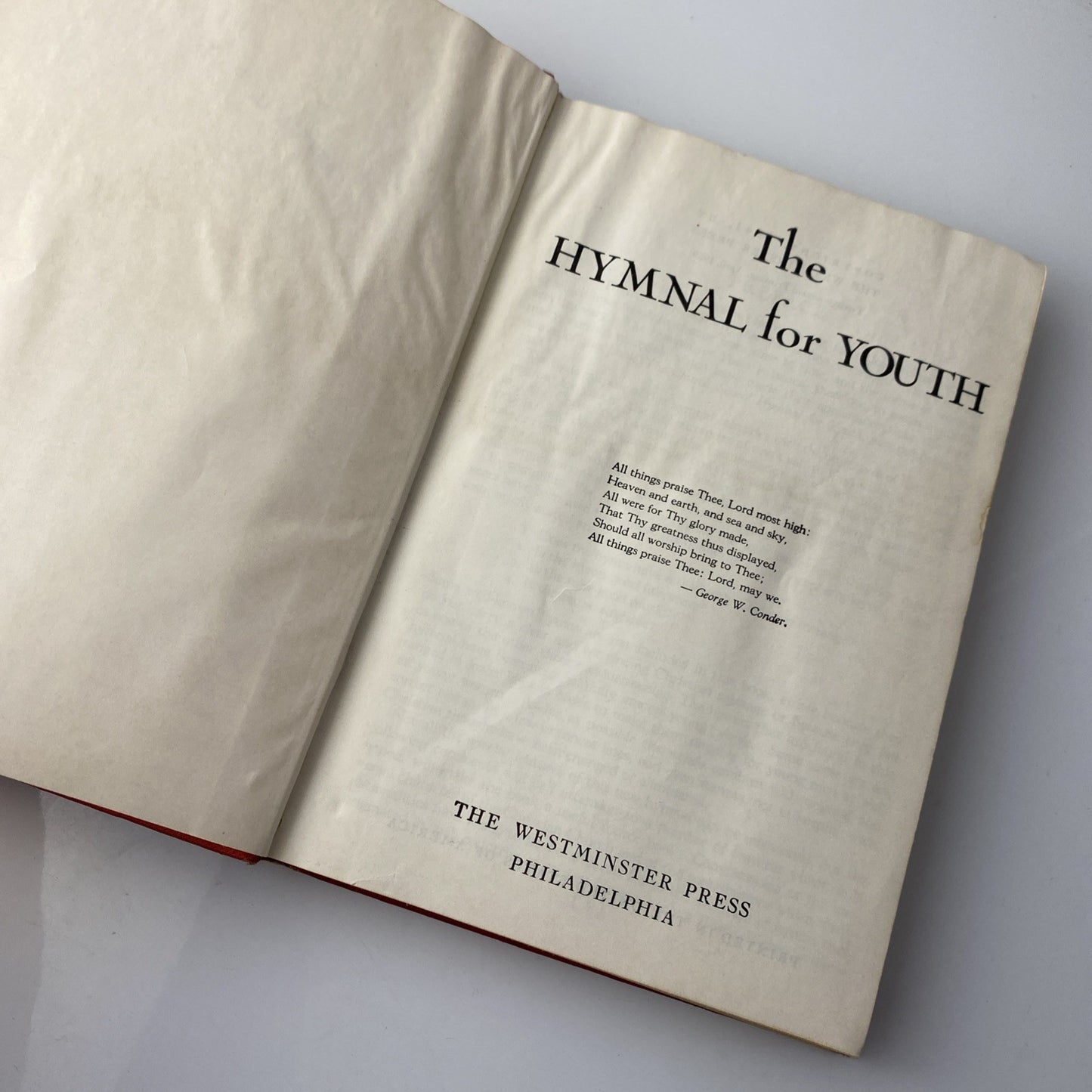 Vintage Red 50s 40s Christian Song 1941 The Hymnal, For Youth Westminster Press