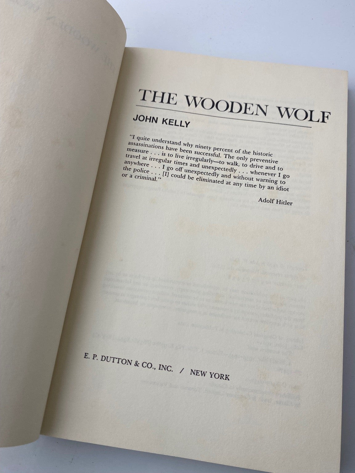 The Wooden Wolf John Kelly 1976 First Edition WWII Novel Dutton