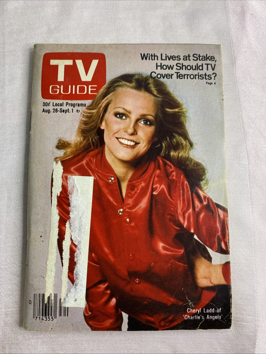 TV GUIDE MAGAZINE AUG 26 SEPTEMBER 1, 1978 CHERYL LADD CHARLIE'S ANGELS NO LABEL