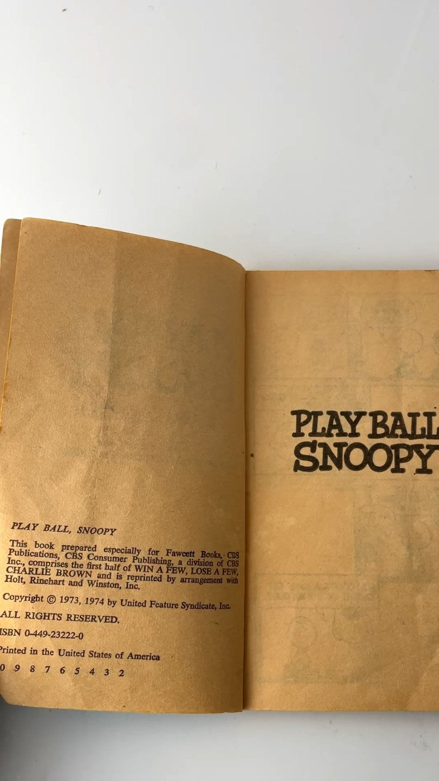 Play Ball Snoopy Charles M. Schulz 1st Edition 1973 Illustrated
