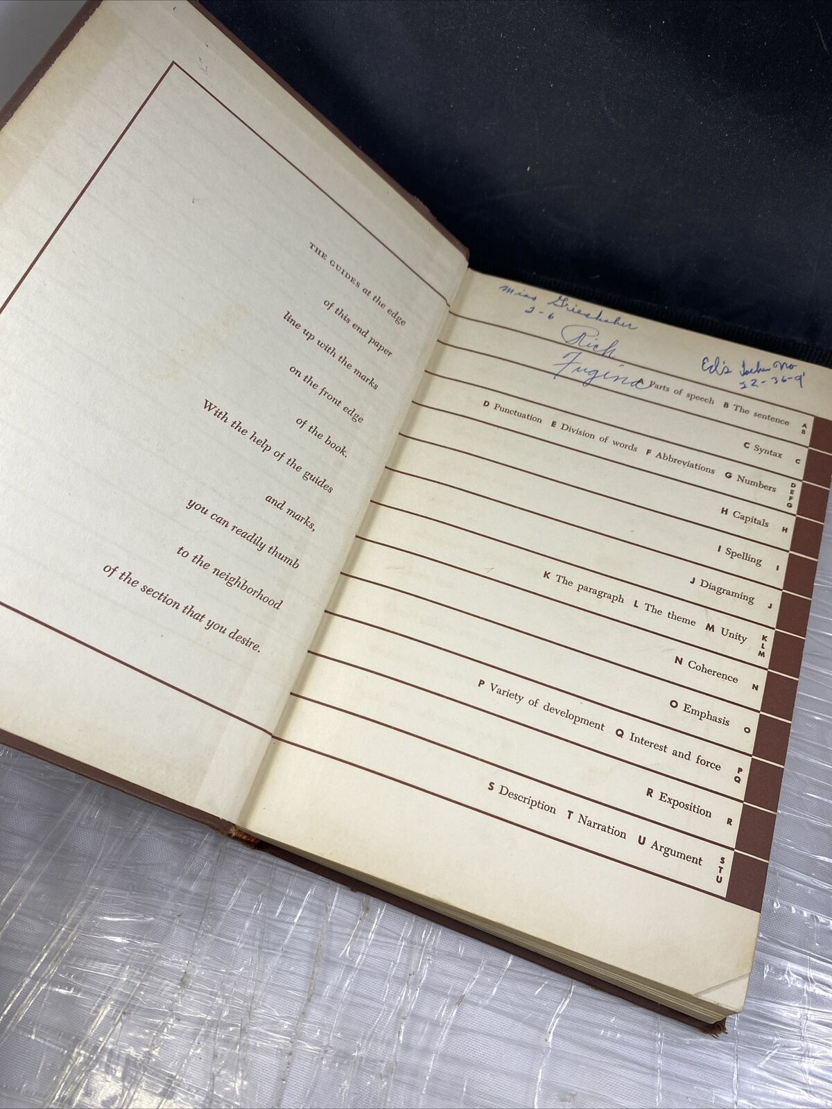 Writing Handbook - Michael Kammer (Hardcover) Vintage 50s English Textbook Clean