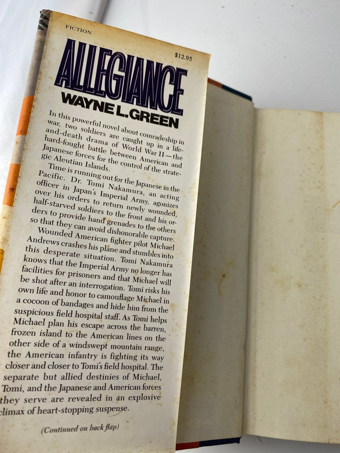 Allegiance Wayne L. Green 1983 First Edition WWII Fiction Crown Publishers