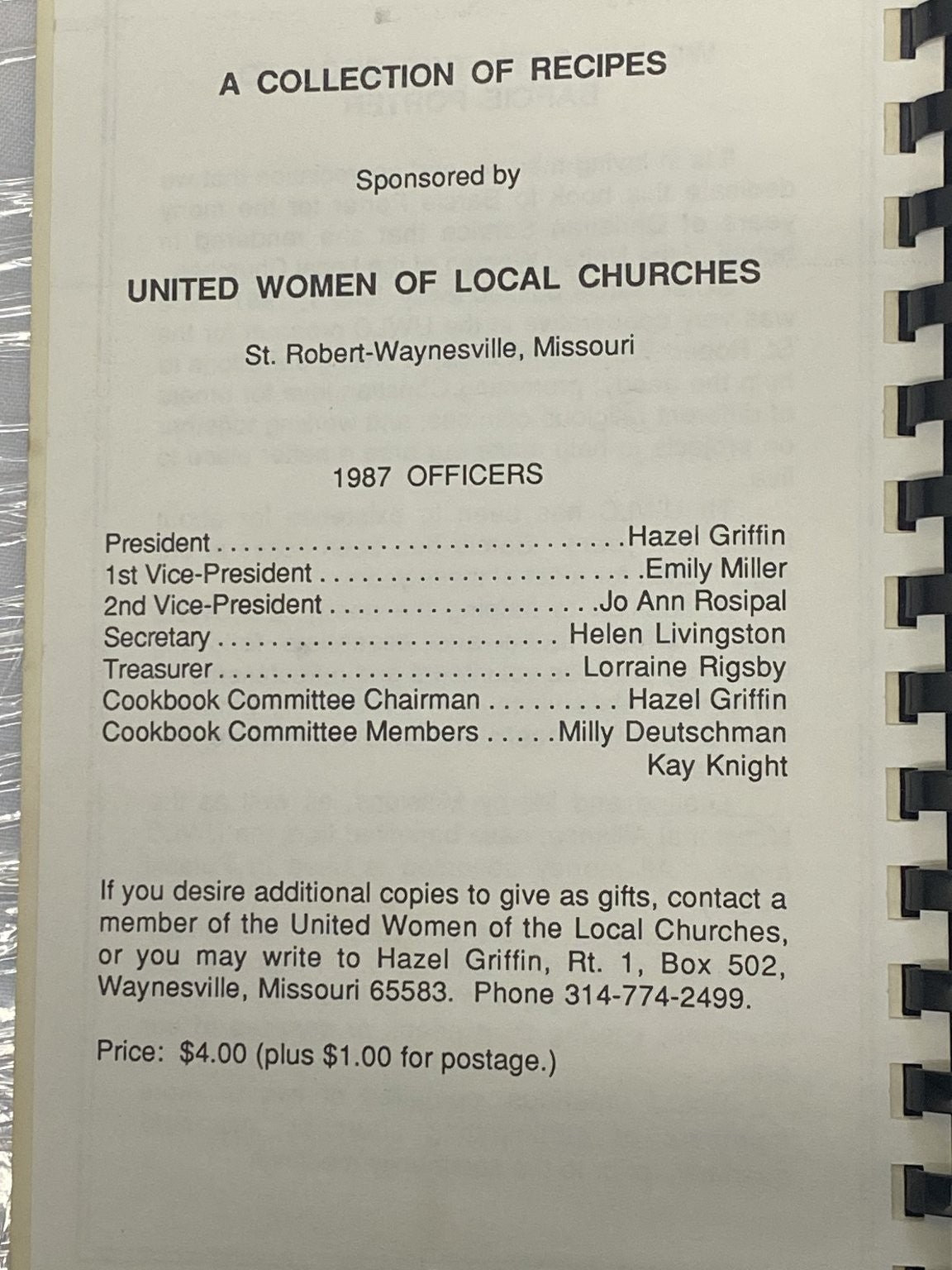 Heavenly Dishes by Earthly Cooks Volume II 1987 Waynesville St Robert MO