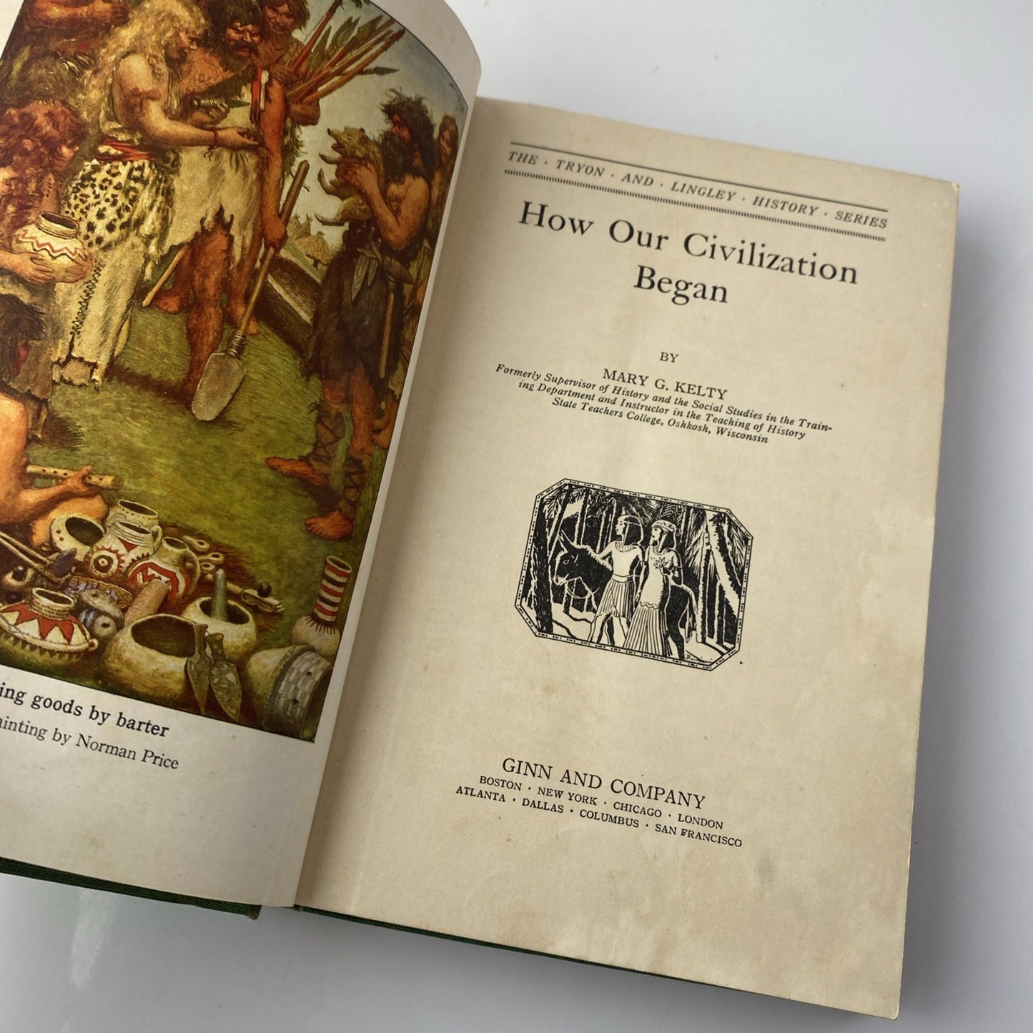 How Our Civilization Began  by Mary G. Kelty 1935 Tryon & Antique History Textbo