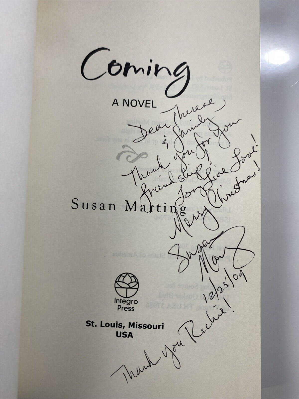 Coming Rare Signed Fiction Novel Local Author Susan Marting Paperback Good