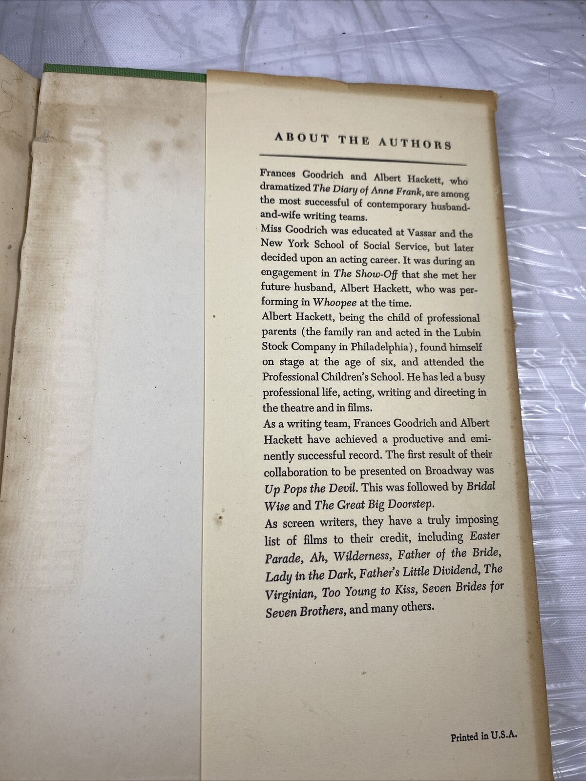 The Diary Of Anne Frank Hardcover Vintage Rare First Book Club Edition 1956