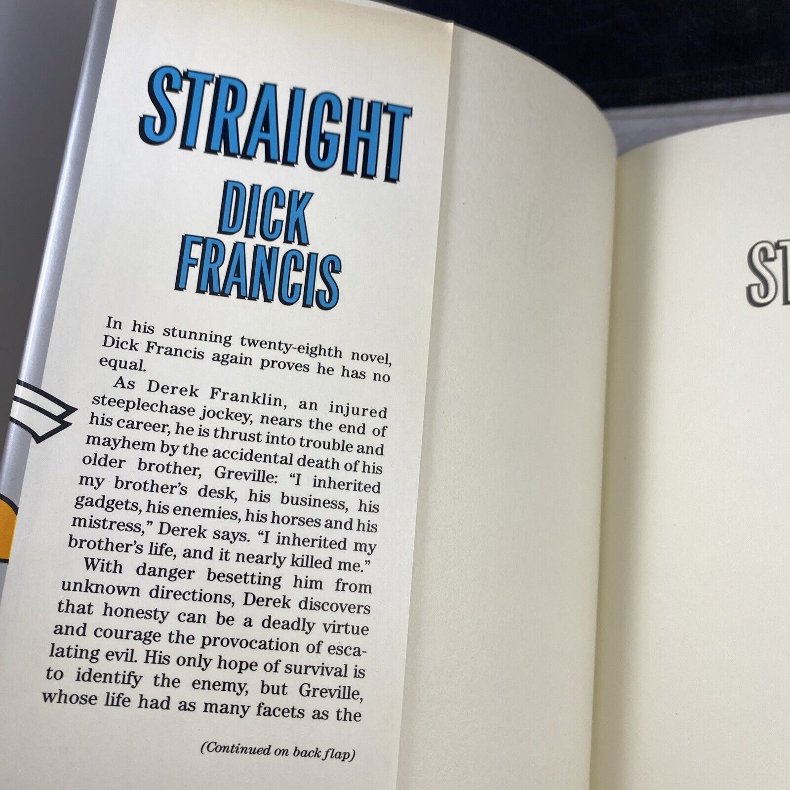 Straight by Dick Francis 1989 Hardcover Very Good Condition Full Size Book