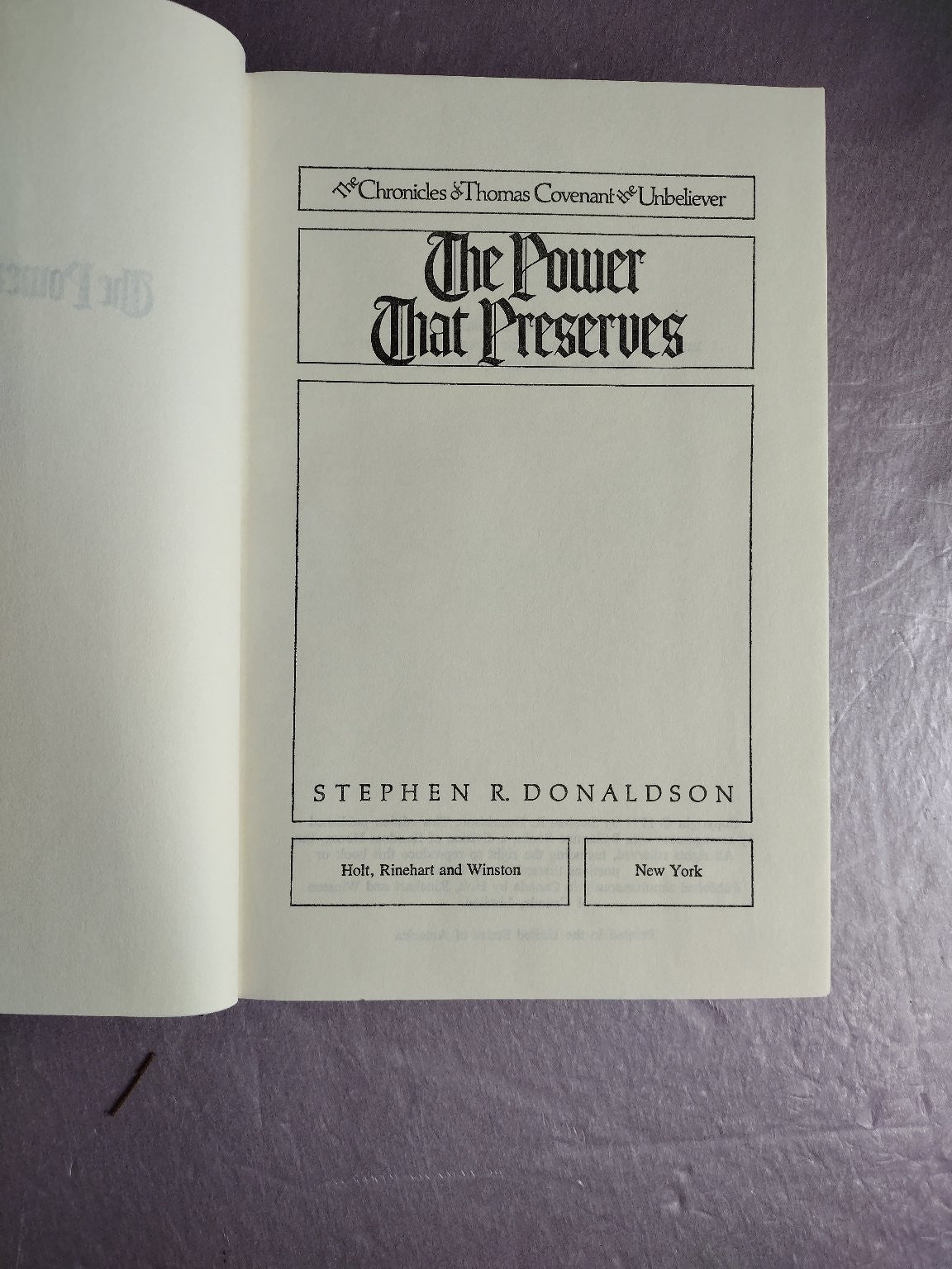Power That Preserves Stephen R. Donaldson Holt Rinehart Winston Epic Fantasy