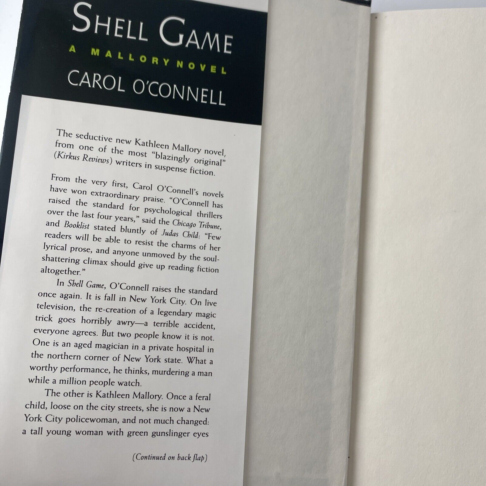 CAROL O'CONNELL 'Shell Game'; 1999 (Hardcover); Good Book Club Edition