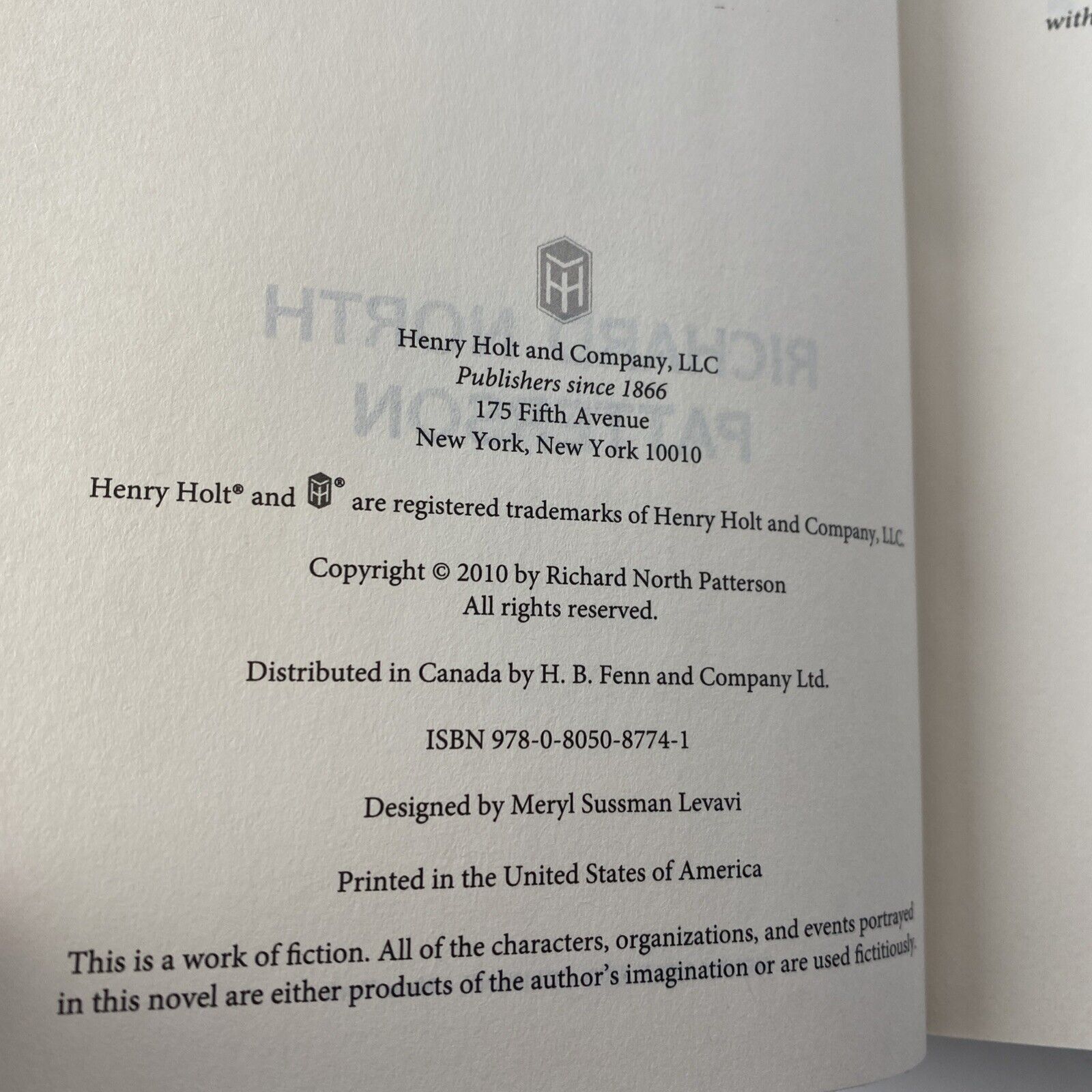 In The Name Of Honor by Richard North Patterson Book Club Edition