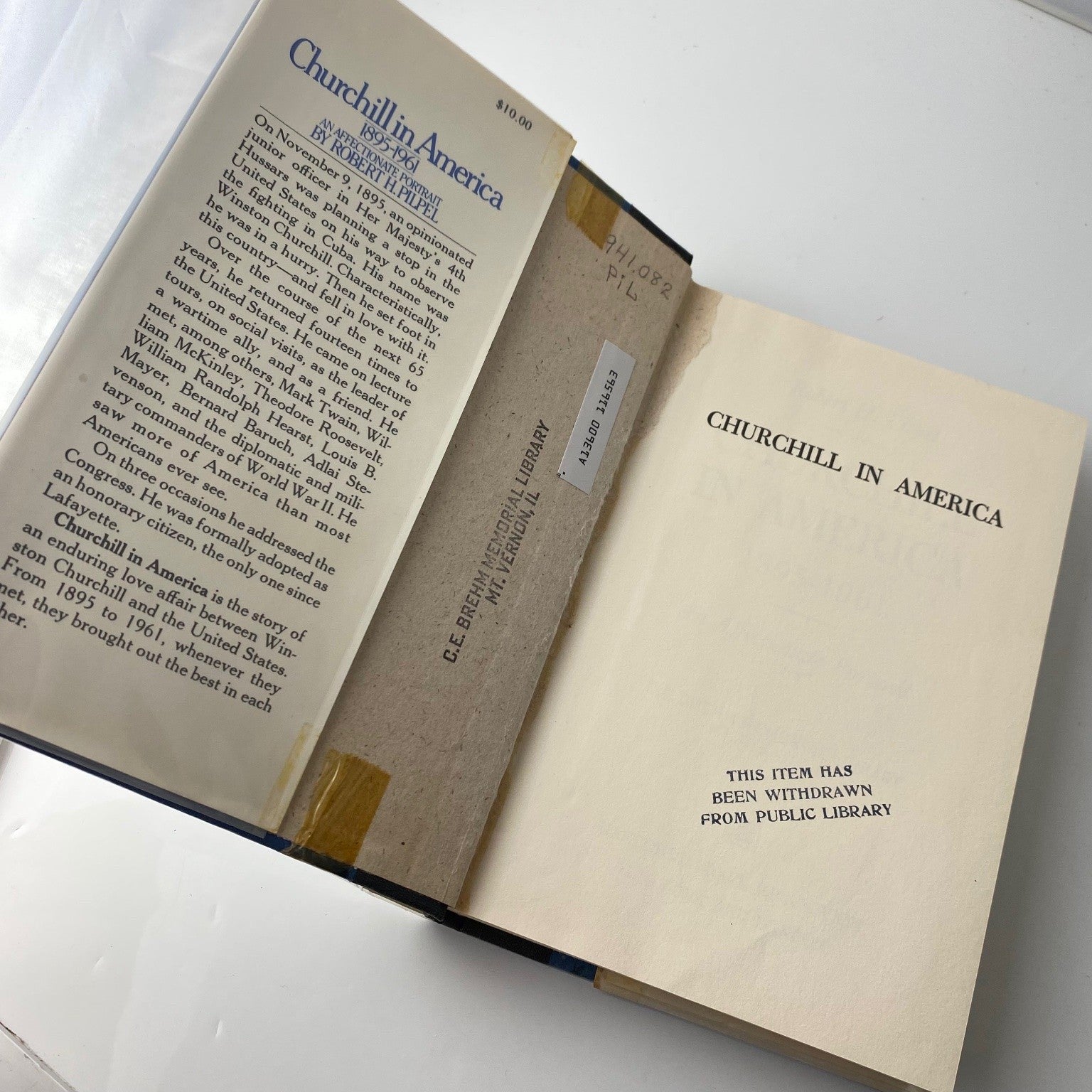 Churchill in America 1895-1961 Robert H. Pilpel 1976 Hardcover Biography