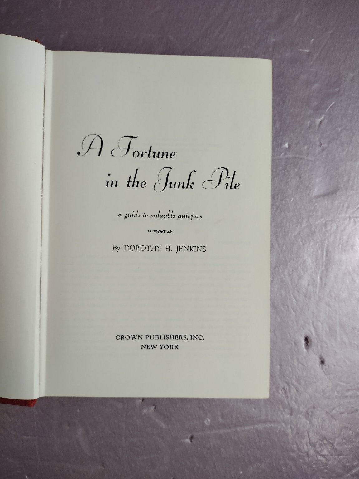 A Fortune in the Junk Pile Dorothy H. Jenkins 1967 Ninth Printing Antiques Guide