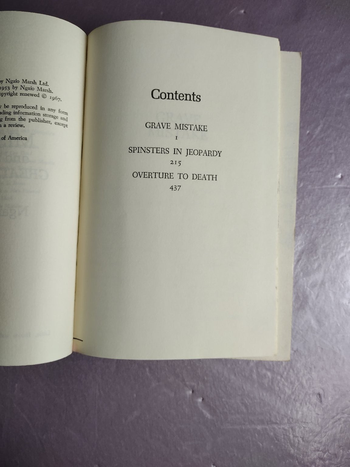 Grave Mistake & 2 Other Great Mysteries Ngaio Marsh 1967 Hardcover Little Brown