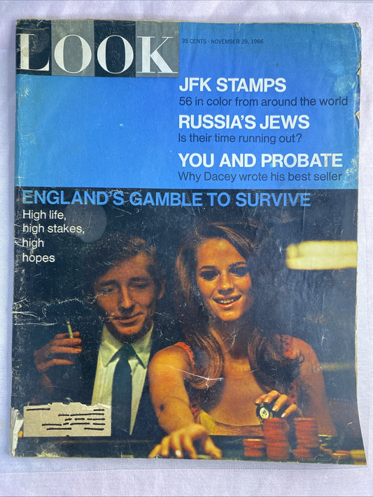 VTG Look Magazine November 29 1966 - John F. Kennedy Stamps