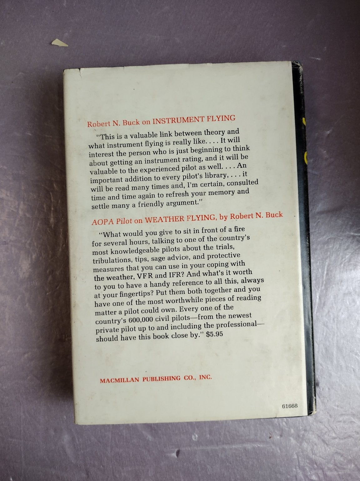 Instrument Flying Richard L. Taylor 1972 Aviation IFR Pilot Guide Macmillan