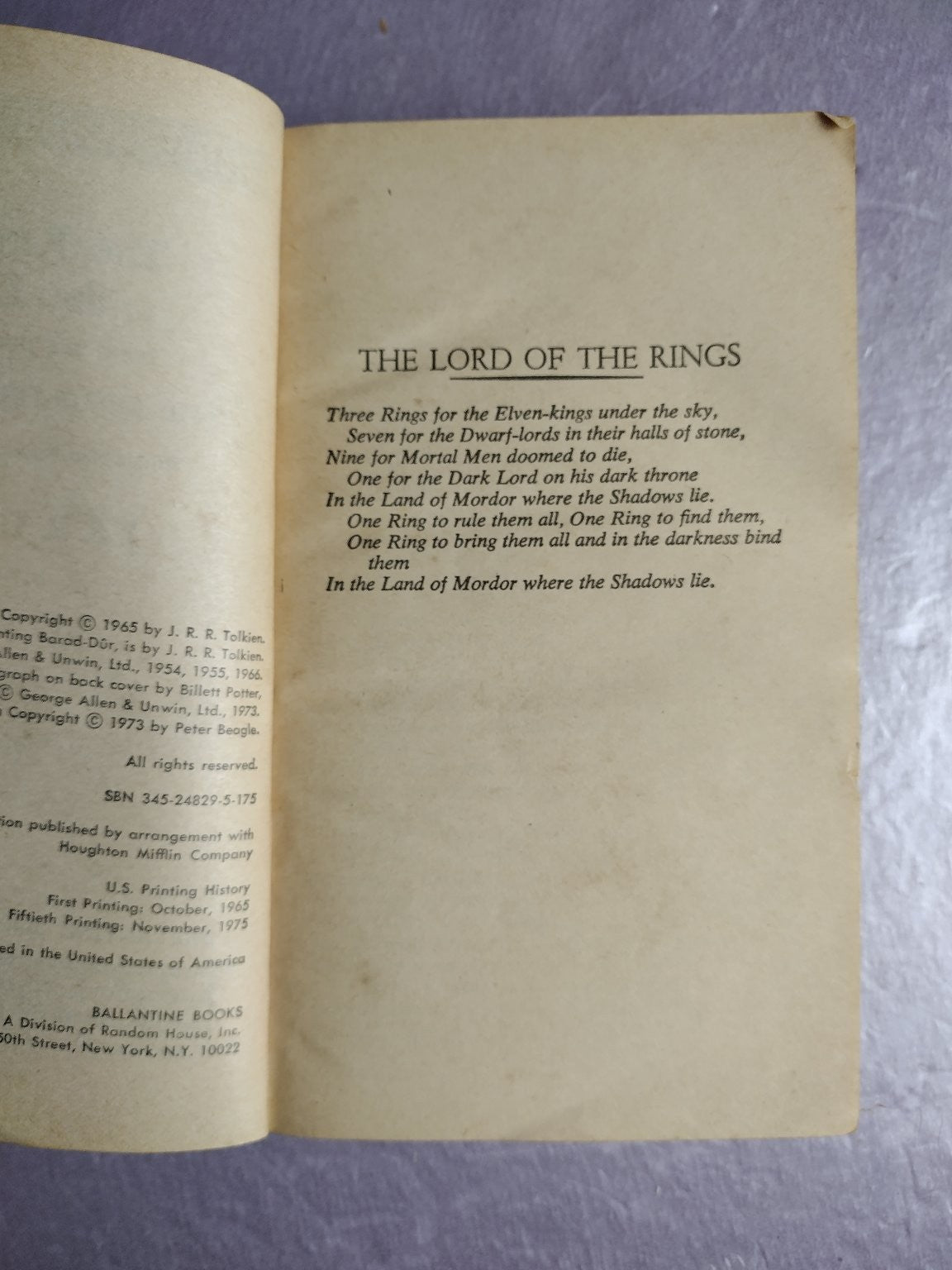 Return of the King J.R.R. Tolkien 1973 50th Printing Ballantine Fantasy