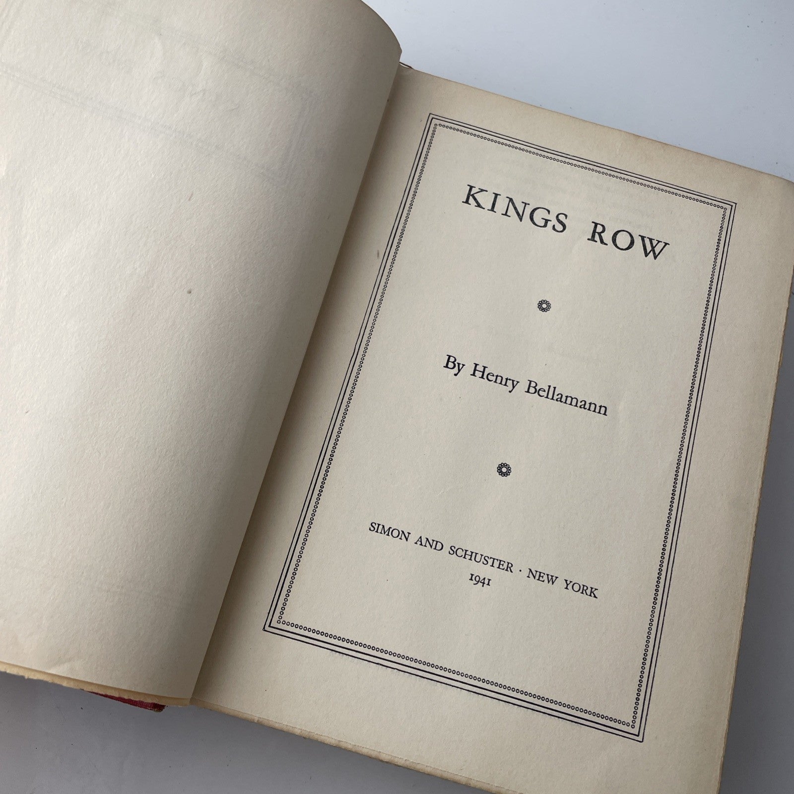 Vintage 40s Literature kings row henry bellamann 1940 Hardcover Book