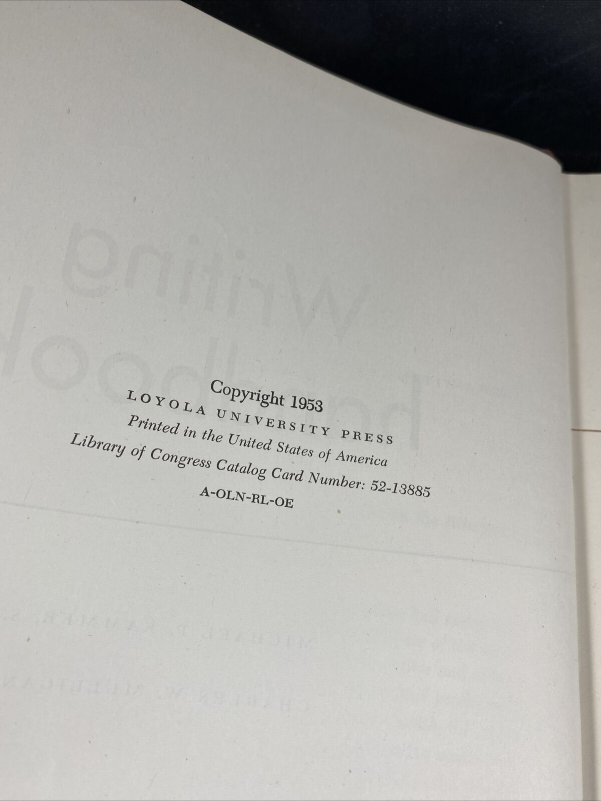 Writing Handbook - Michael Kammer (Hardcover) Vintage 50s English Textbook Clean