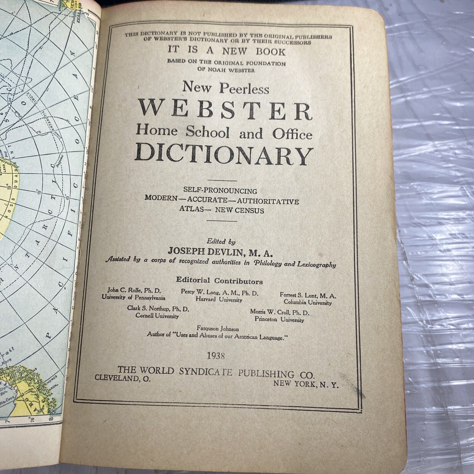 1938 Black Vintage Dictionary New Peerless Webster  Dictionary See Pictures