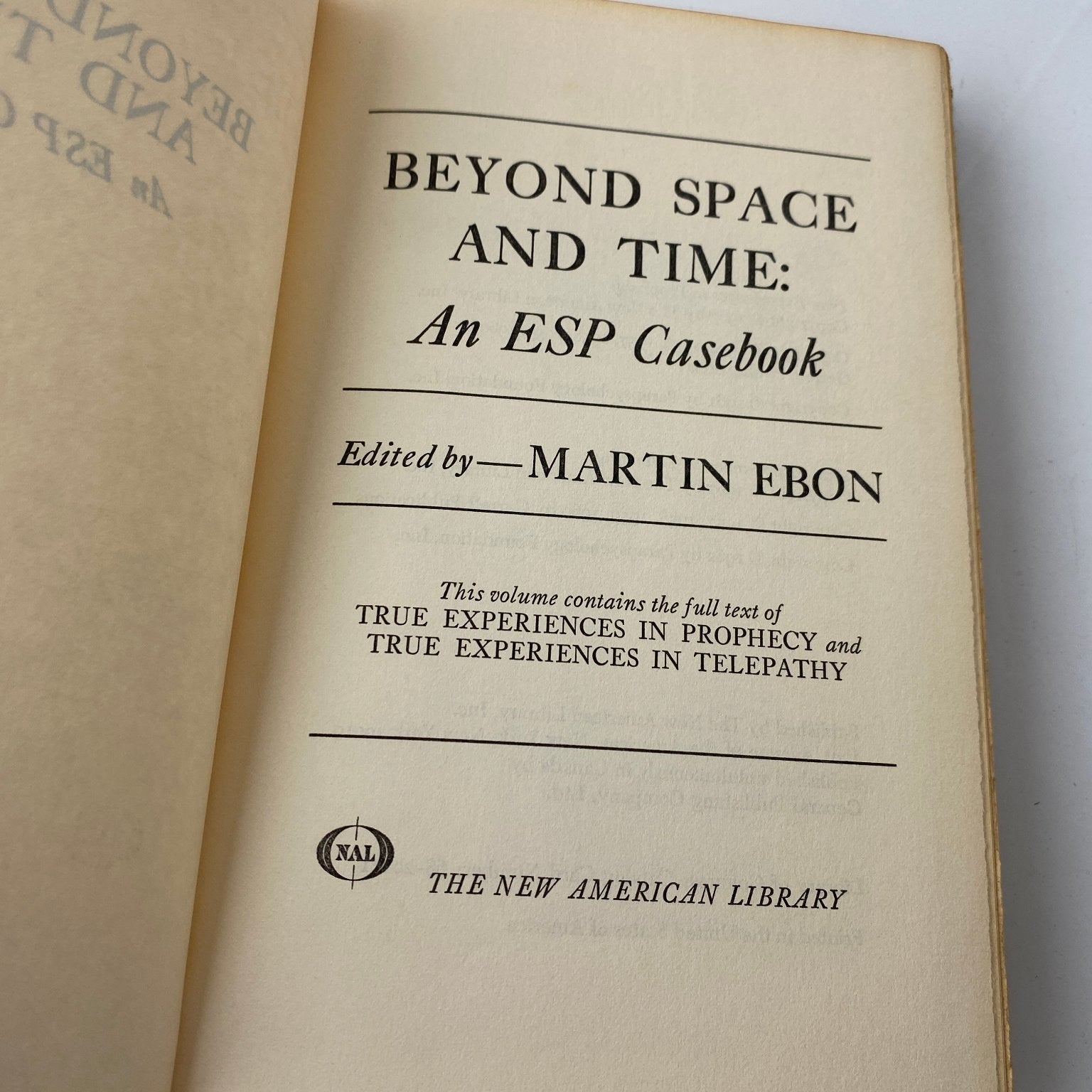 Beyond Space and Time Martin Ebon 1967 Book Club Edition ESP Casebook