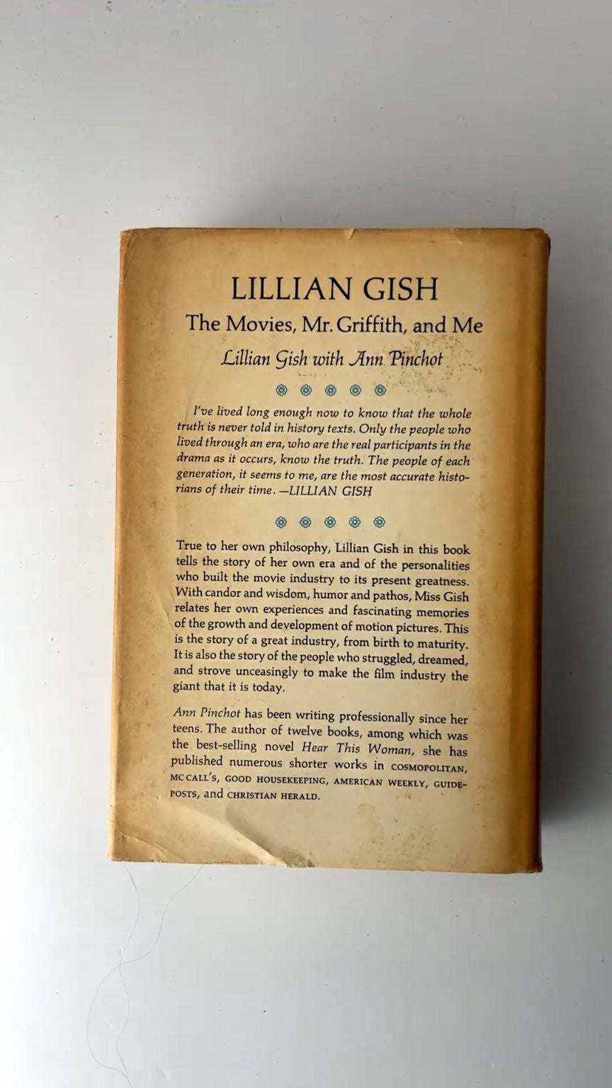 Lillian Gish The Movies Mr Griffith and Me 1969 First Edition