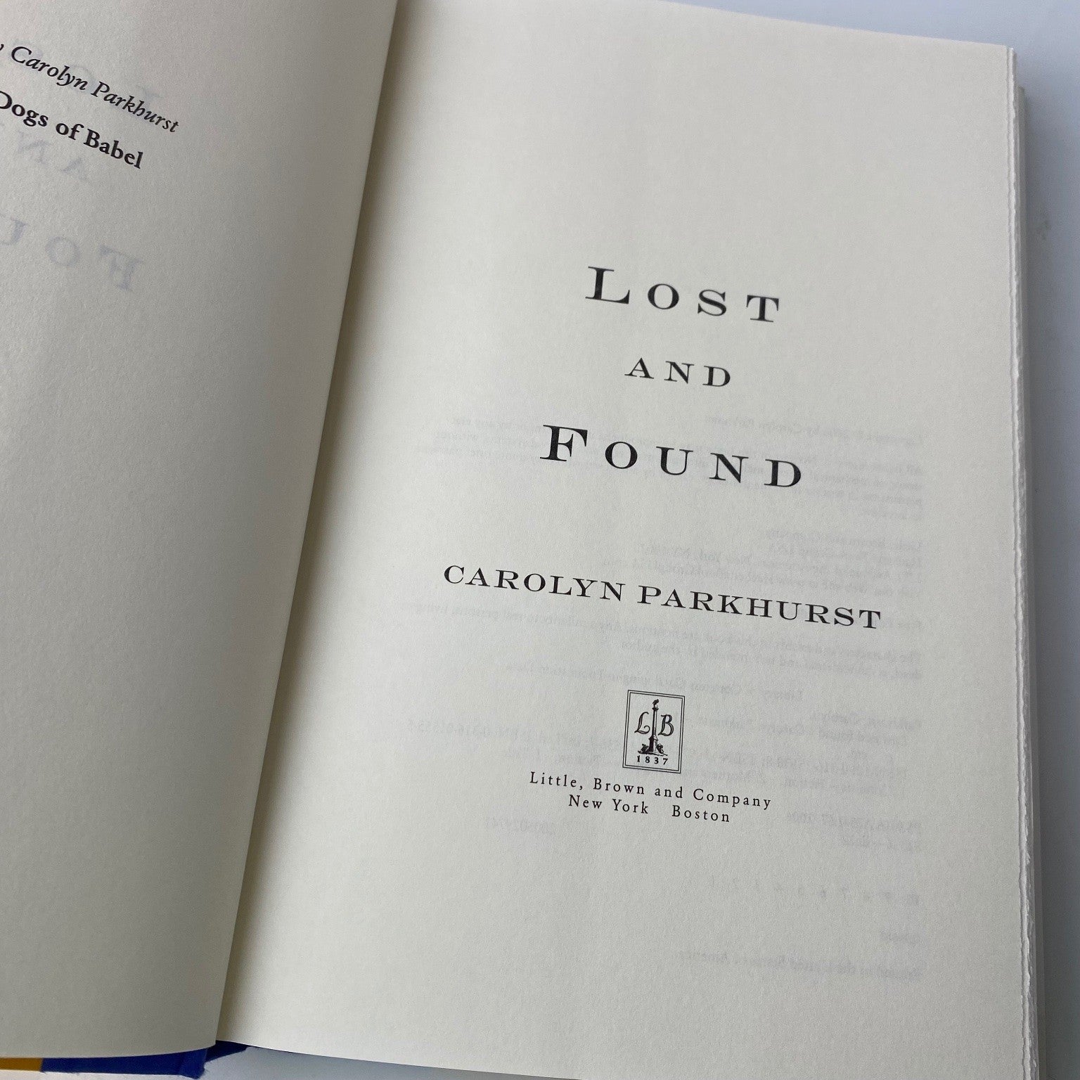 Lost and Found Carolyn Parkhurst 2006 First Edition Little Brown