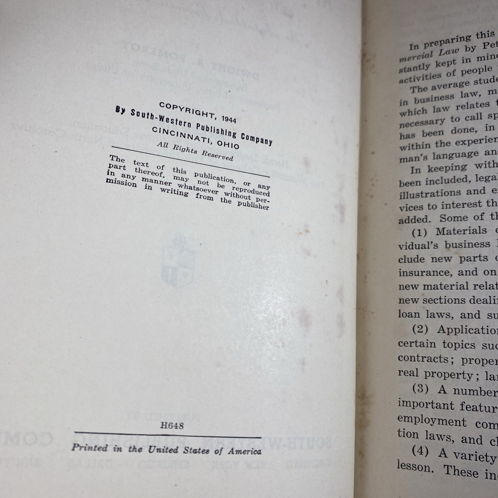Applied Business Law By Pomeroy & Fisk 1944 Good Condition Vintage Textbook See
