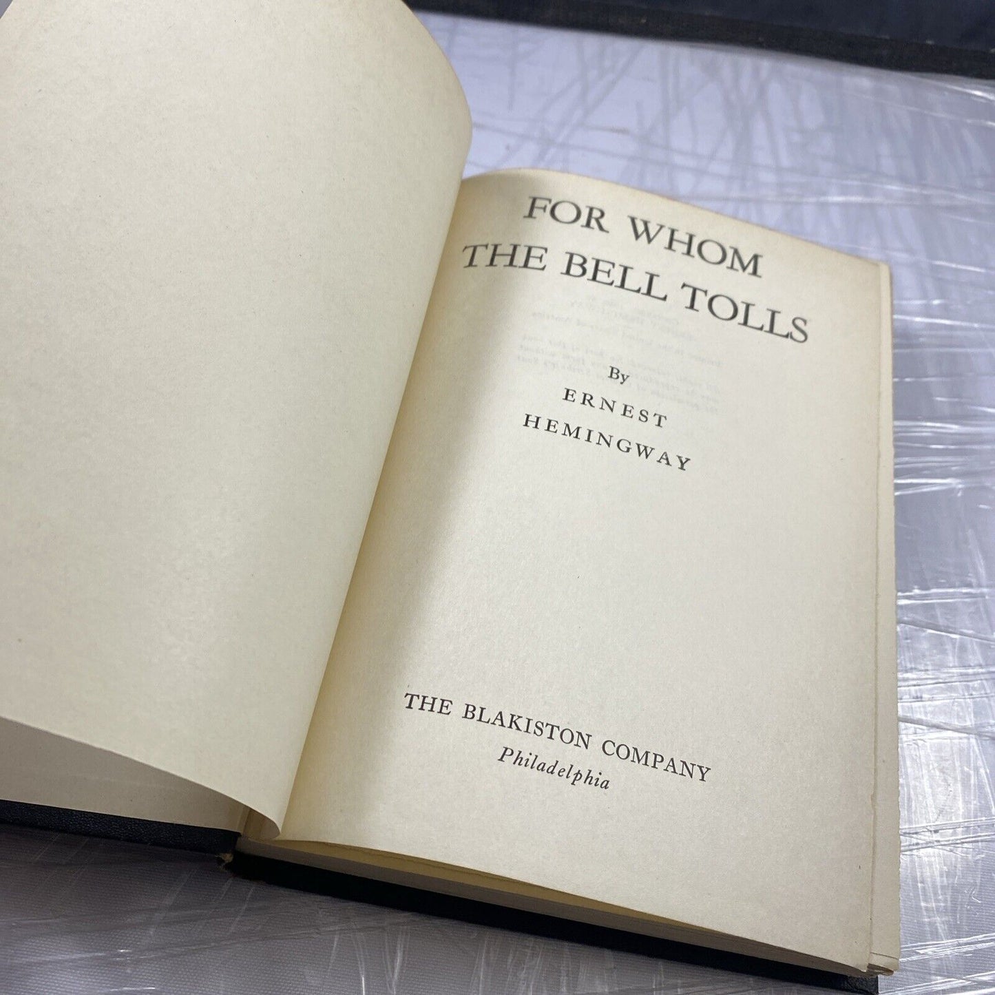For Whom The Bell Tolls 1940 Hemingway Very Good Condition No DJ Black Cover