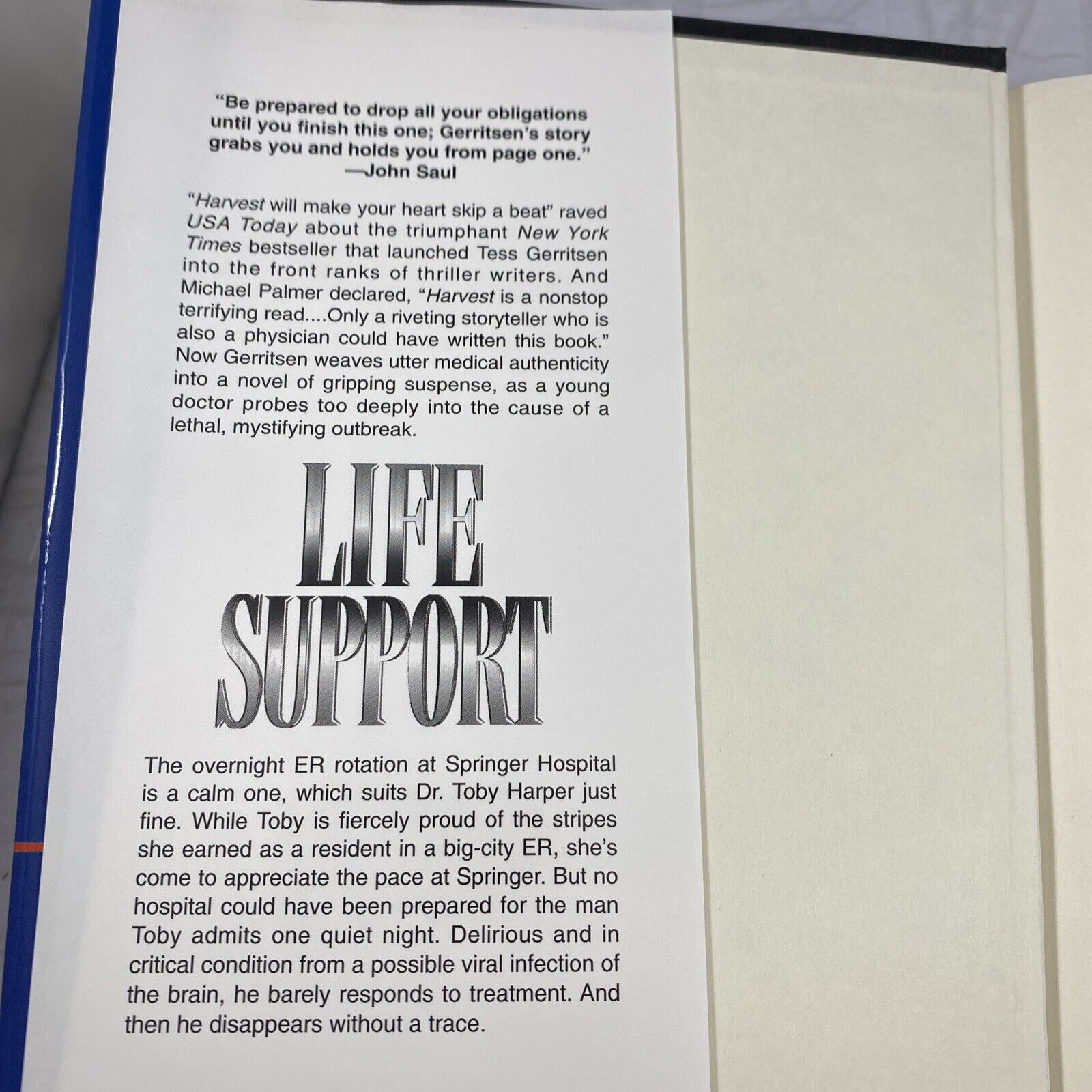 Life Support by Tess Gerritsen (1997, Hardcover) Pocket Books Club Edition