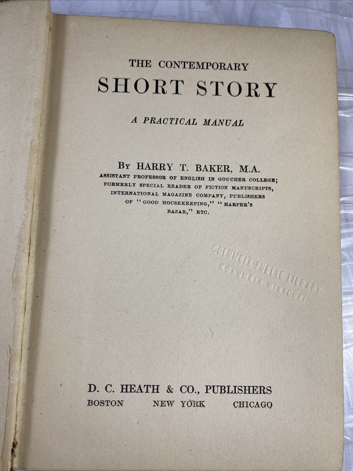 The Contemporary Short Story Harry Baker Antique Literature English Textbook