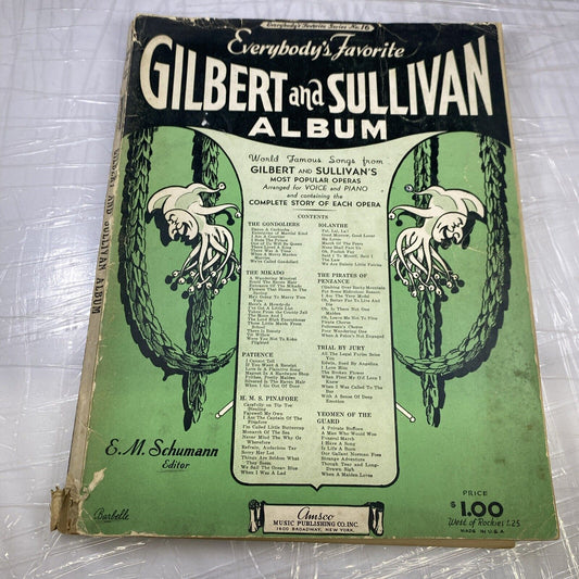 EVERYBODY'S FAVORITE GILBERT AND SULLIVAN ALBUM 1938 MUSIC SHEET Songbook