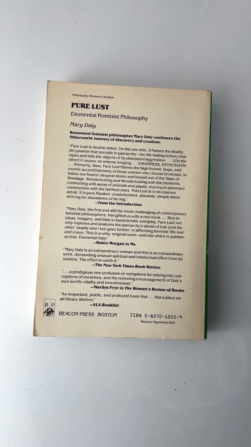 Pure Lust Mary Daly 1984 Elemental Feminist Philosophy Paperback