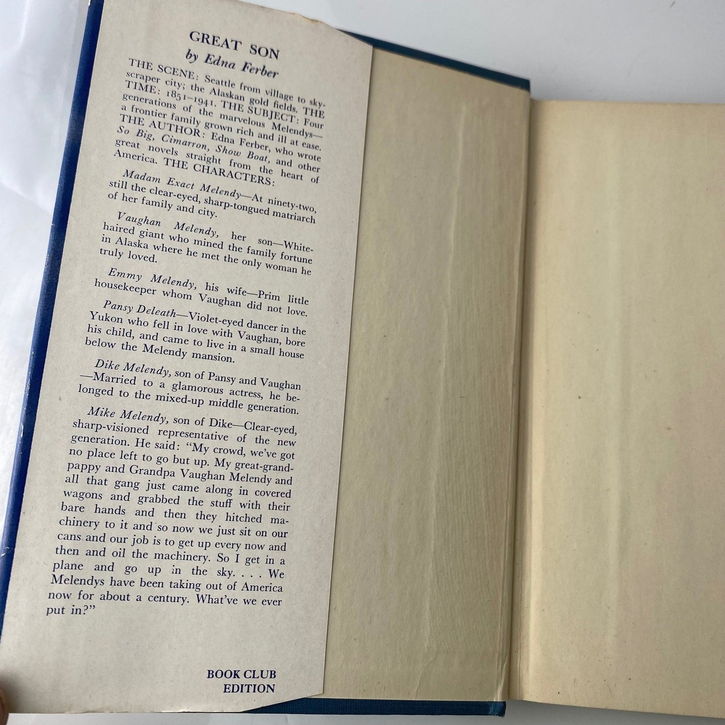 Great Son Edna Ferber 1945 First Edition Doubleday Doran Novel